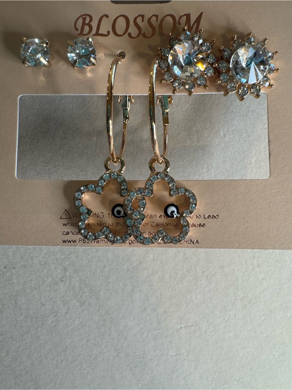NWT Blossom 3pk gold tone earrings